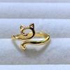 Anello Gatto Geometrico Europeo & Americano, Design Aperto Regolabile, Ornamento Animale Lavorato a Maglia per Dita.