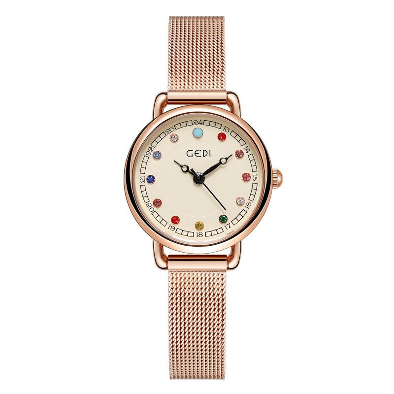 Birthstone Women'S Watch Small And Exquisite Waterproof Quartz Watch Niche High-End Women'S Watch Colorful Dial