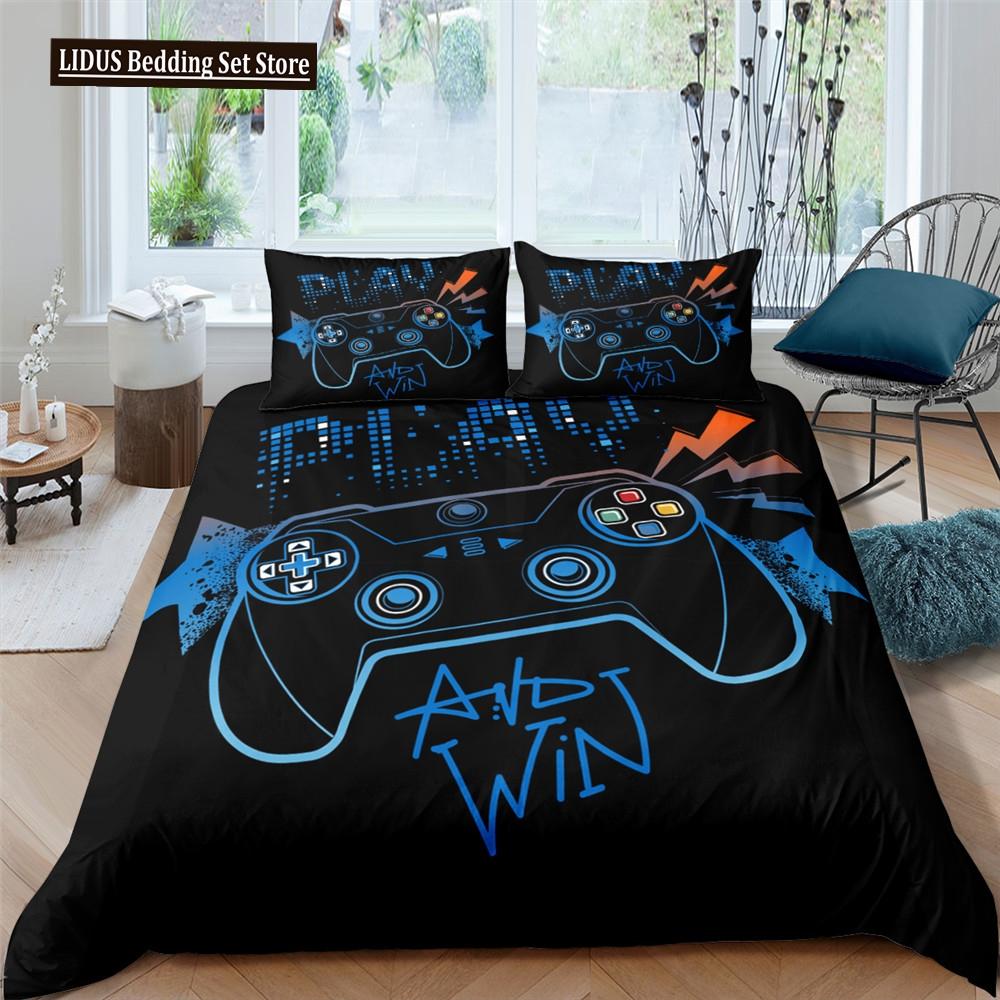 3D Printed Game Bedding Set Adults Teens Gamer Queen King Full Single Size Polyester Duvet Cover Set With Pillowcase Bedclothes