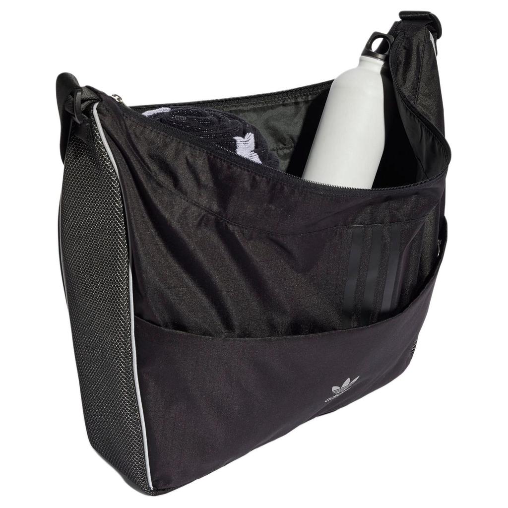 New Adidas Originals Recycled Polyester Shoulder Bag Regular Unisex Black & Dark Silver Gray IW8622