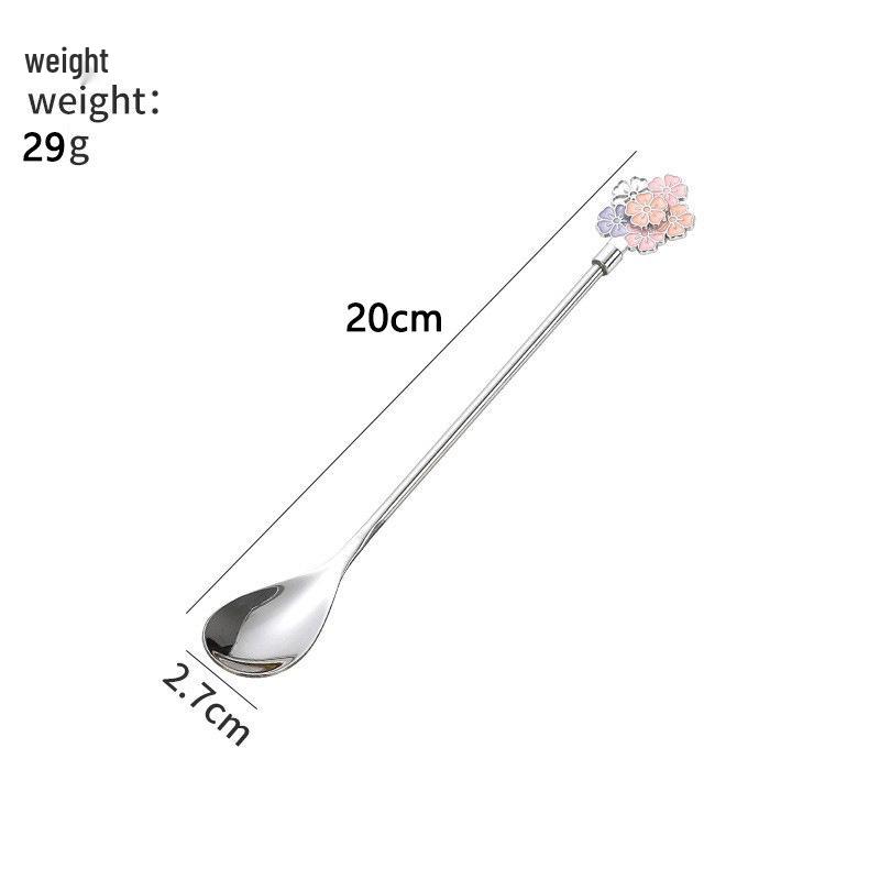 Cherry Blossom Long Handle Stainless Steel Stirring Spoon