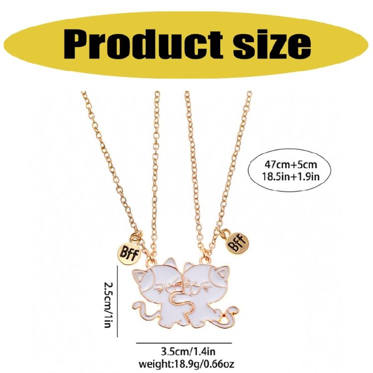 Sada 2 přívěsků koček Náhrdelníky přátelství Sada Nastavitelný řetízek Kovová textura Dárek pro nejlepší kamarádku