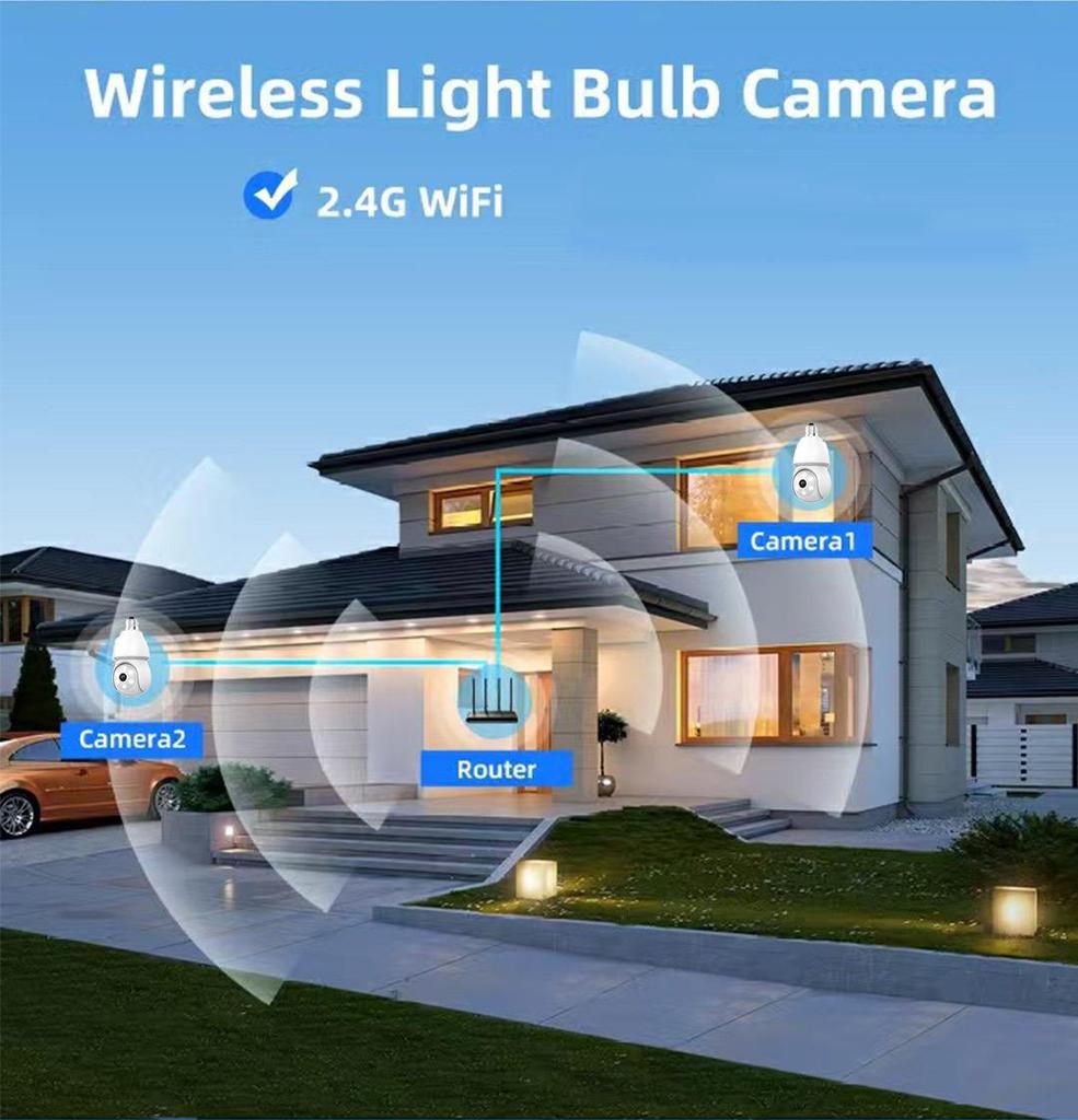 iCSee E27 Wireless HD Bulb Camera - Indoor WiFi Remote Monitor.