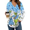 Women's Fashion Hoodies V Neck Long Sleeve Christmas Printed Drawstring Casual Loose Pullover Tops