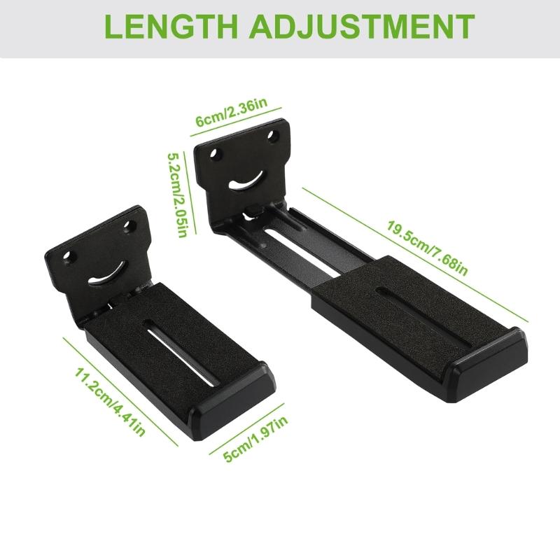 Metal Soundbar Wall Mount Holder With Adjustable Width Up To 18.5cm For Living Room Or Office