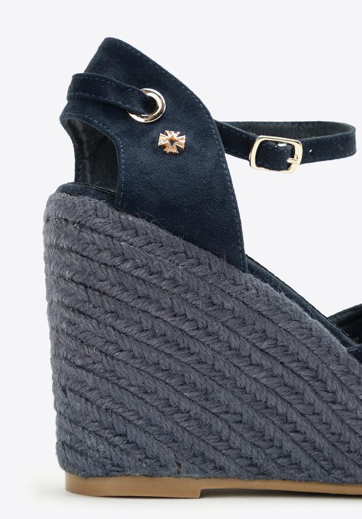 Espadrilles compensées à lacets pour femme Wittchen, Bleu marine, Matière synthétique