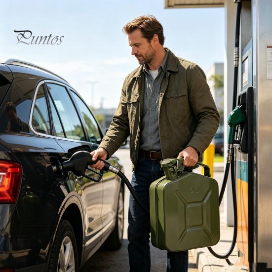 Heavy-duty Portable Gas Can 5L Metal Jug, Outdoor Liquid Container with Leak-Proof Lid And Anti-Slip Leak-proof Fuel Locking Pin, Large Camping