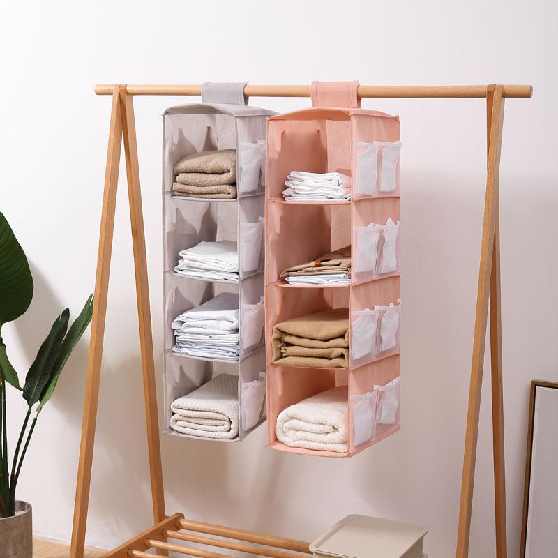 Non-woven Washable Wardrobe Multi-Layer Folding Hanging Bag for Bra, Socks Storage Organizer, Clothes Organizer