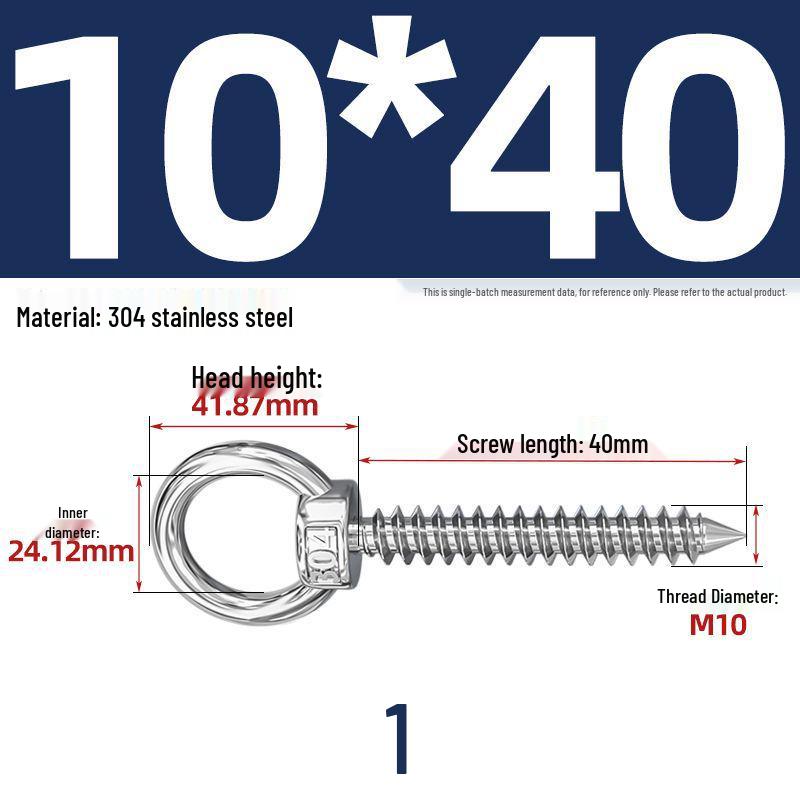 304 Stainless Steel Self-Tapping Eye Bolt with Ring Screw Hook