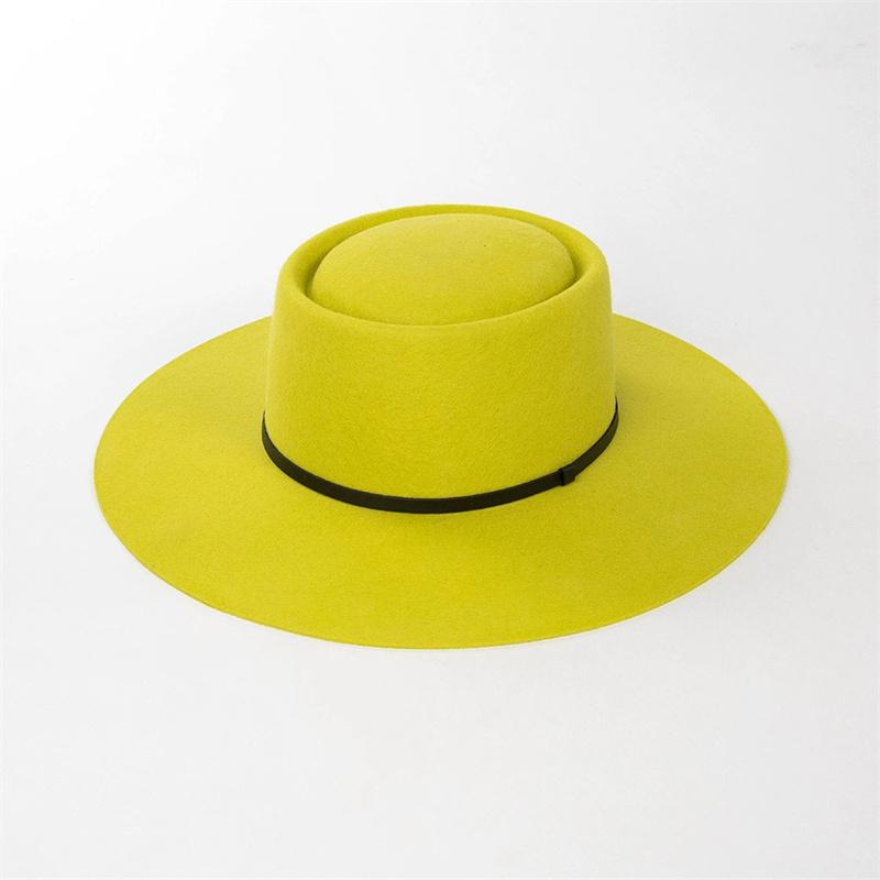 202602-HH2106B ins schick winterlicher Wollfilz 9,5cm Krempe PU-Gürtel Fedora Hut Kappe Herren Damen Freizeit Panama Jazzhut