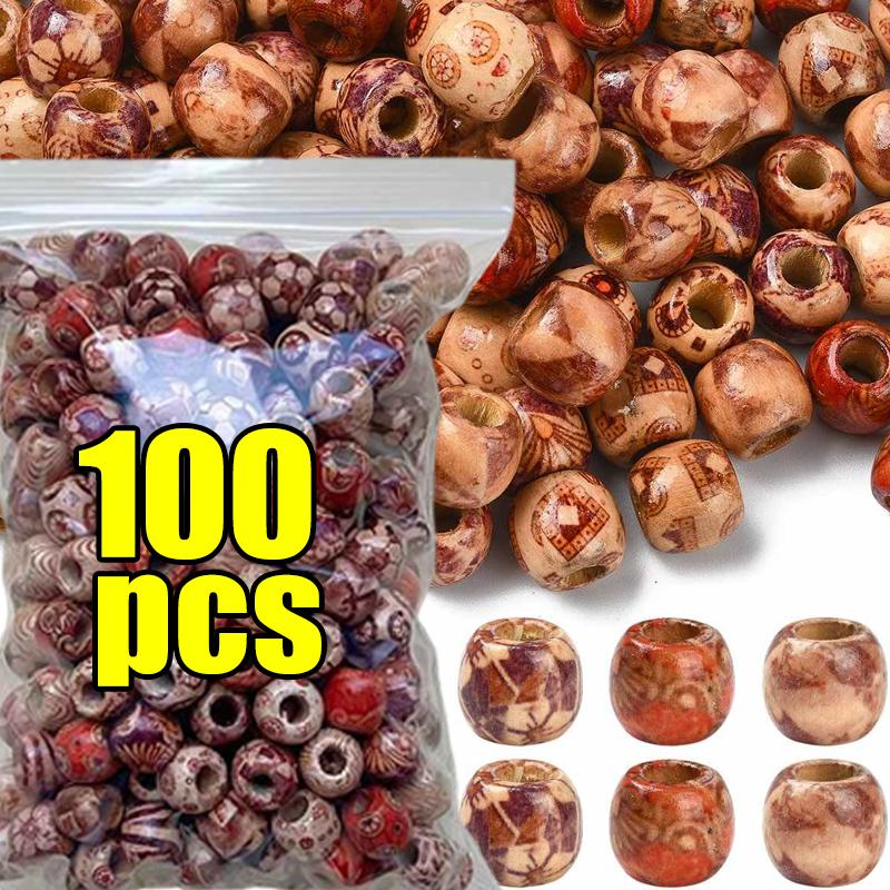 

100-500pcs Buddha Beads Bracelet Beads DIY Handmade Accessories Rosewood Sandalwood Retro Printed Loose Bead Material
