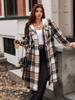 2025 Autumn/Winter European-American Style Plaid Hooded Trench Coat