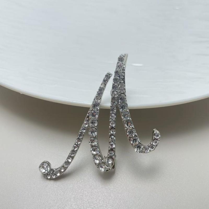 Fashion Alphabet Letter Brooch Pin Full Crystal Rhinestone Encrusted Minimalist Clothing Accessory For Women