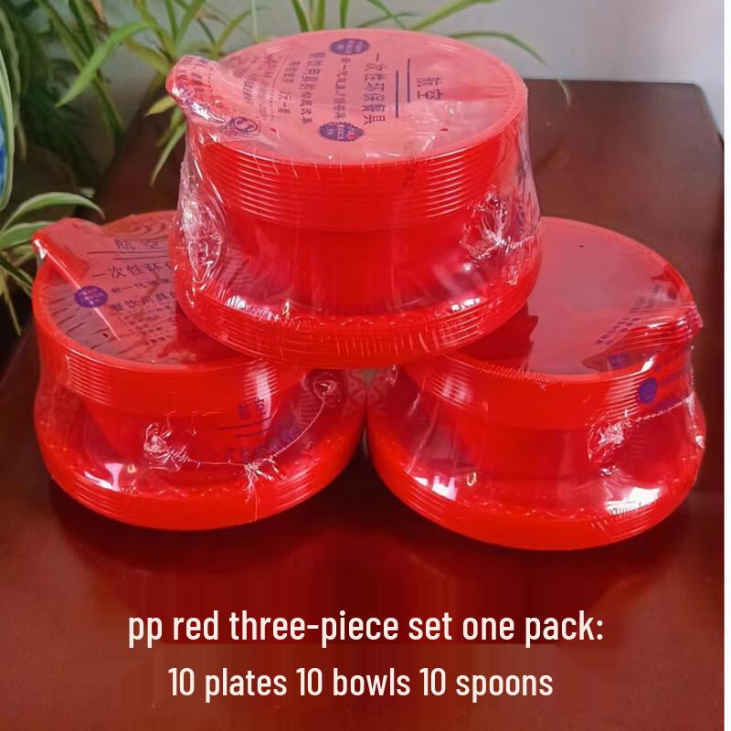 Einweggeschirr Rot PP 3-teiliges Set