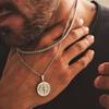Vintage Compass Pendant Stainless Steel Cuban Style Choker Clavicle Chain Man Necklace Wheat Chain