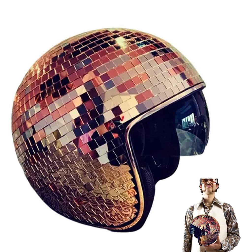Gleaming Glass Cap Hat Sparkly Helmet Mirror Glass Cap for Music Festivals Reflective Helmet Victorian Hat