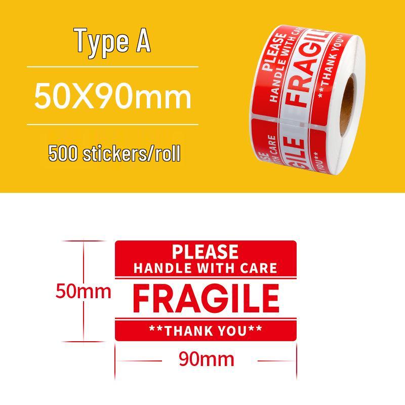 Large Fragile Label - Handle with Care: Do Not Drop, Do Not Press, Express Delivery, Heavy Pressure