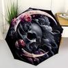 Skull Moon Automatic Folding Umbrella Compact 8 Rib Design,Unique Style,Suitable for Everyday Outdoor Use,Perfect Gift for Friends and