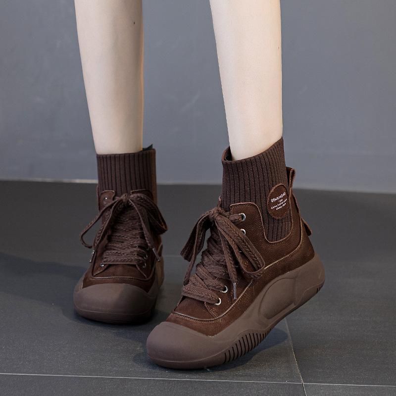 High-top Ankle Boots, Versatile Mid-calf Slim Boots, Casual Women's Shoes