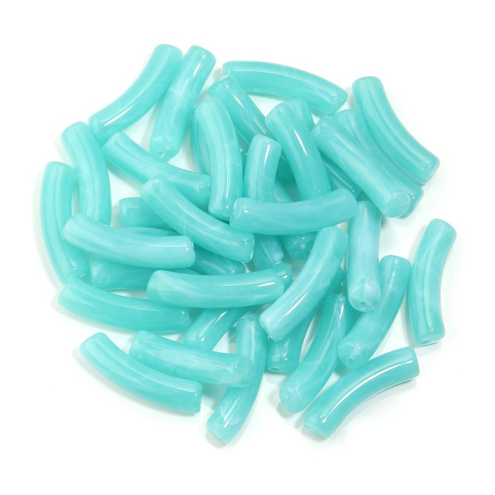 30 pezzi/lotto Perline Tubolari Curve in Acrilico Bicolore Forma Sottile di Bambù Perline Distanziatrici Sfuse Per Braccialetti Collane Fai da te Accessori per Gioielli