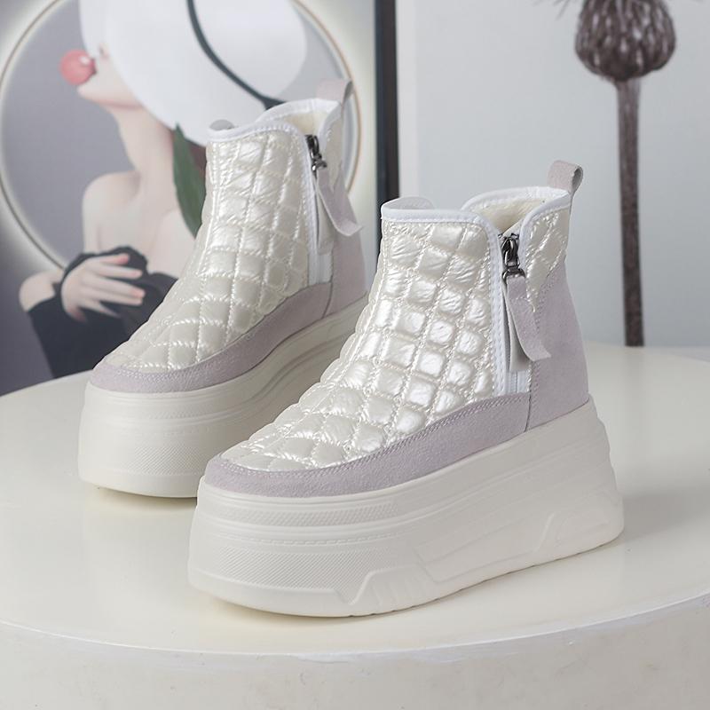 Fashion 12CM PU Spring Ladies Fashion Shoes Microfiber Leather Boots Ankle Booties Chimney ZIP Women Autumn Motorcycle