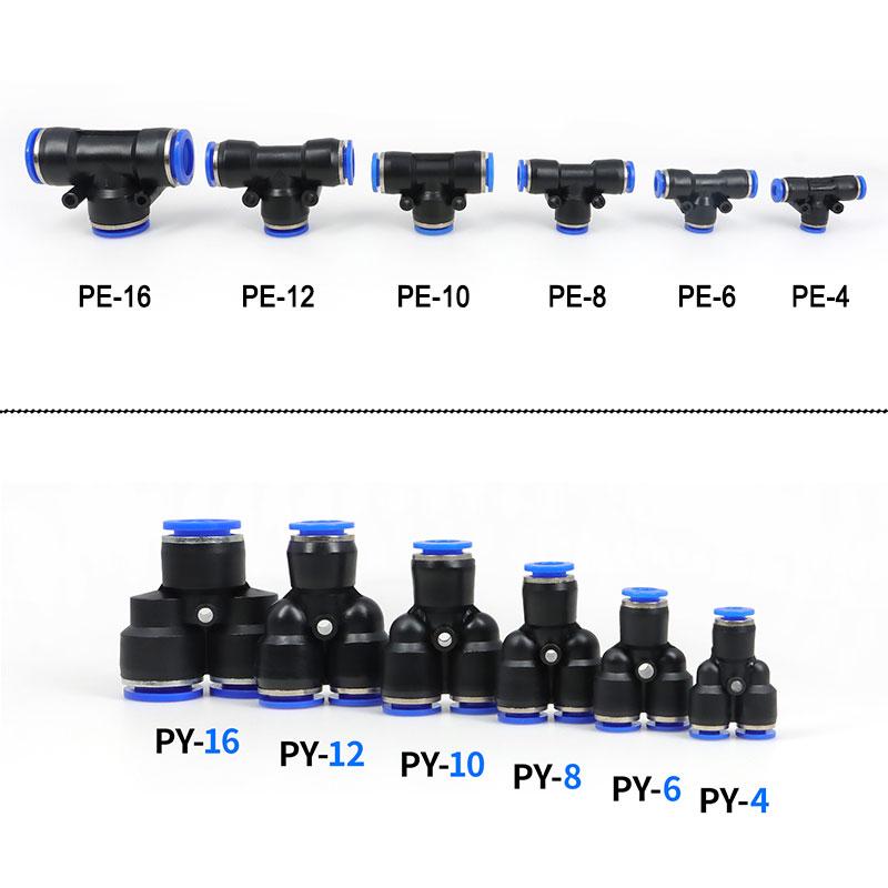 2/5/10Pcs Pneumatic Push In Fittings Quick Connect Air Hose Fitting PY PU PV PE OD 4~16mm Compressed Air Tube Pipe Joints