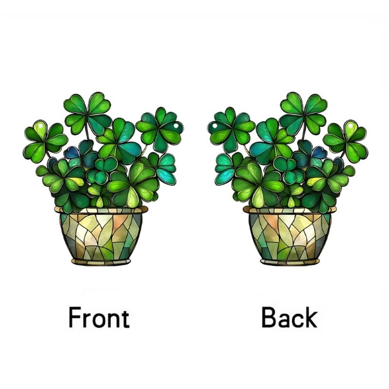 Stained Acrylic Window Hangings,Four Leaf Clovers Suncatchers for Window Hanging Housewarmings Gift Fake Plant Decors