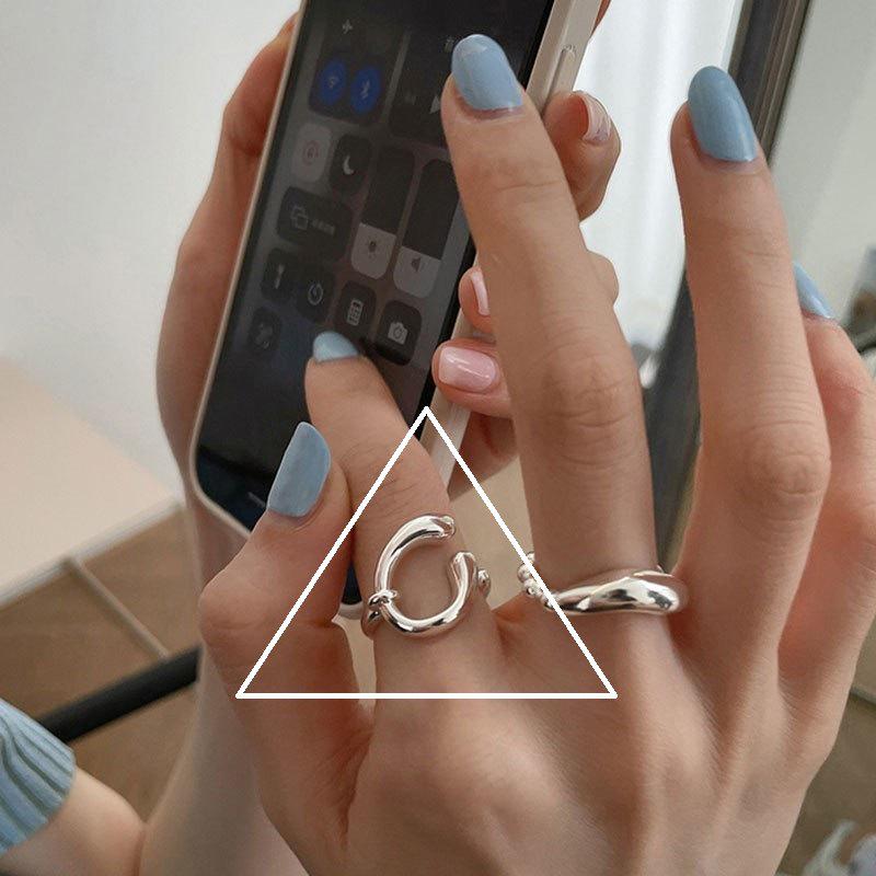 Korean S925 Sterling Silver Retro Design Ring for Women - Non-Fading, High-End Chain Style Finger Jewelry