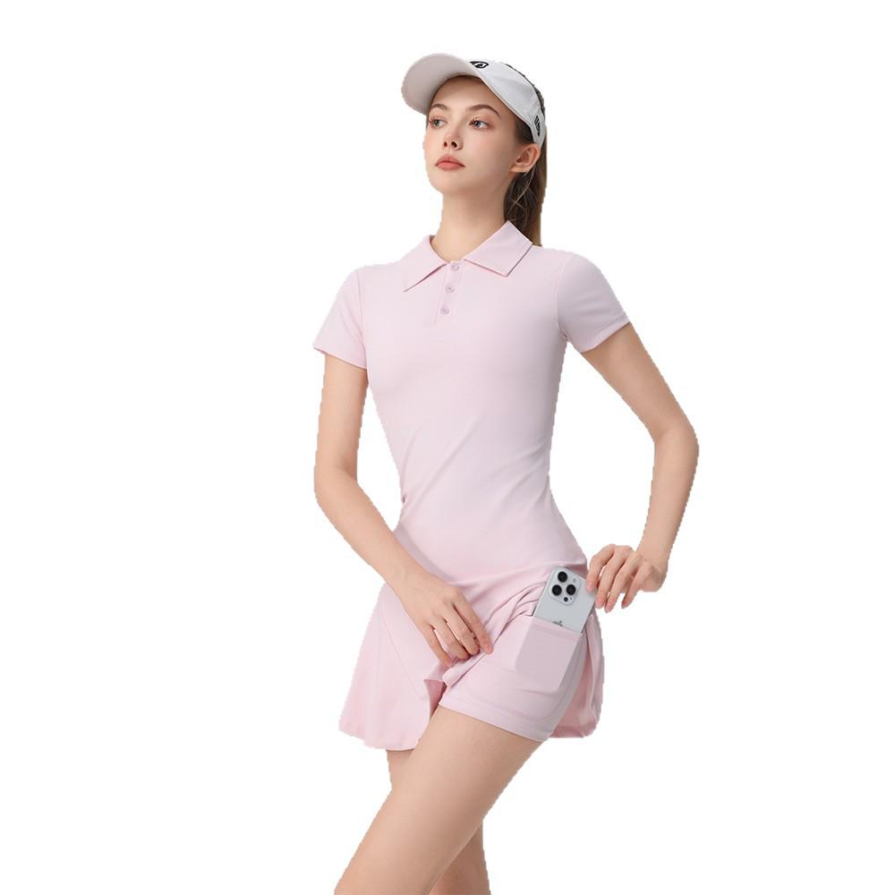 Vestido Polo de Tênis e Golfe Feminino Bingse com Bojos no Peito e Shorts - Ajuste Slim, Manga Curta