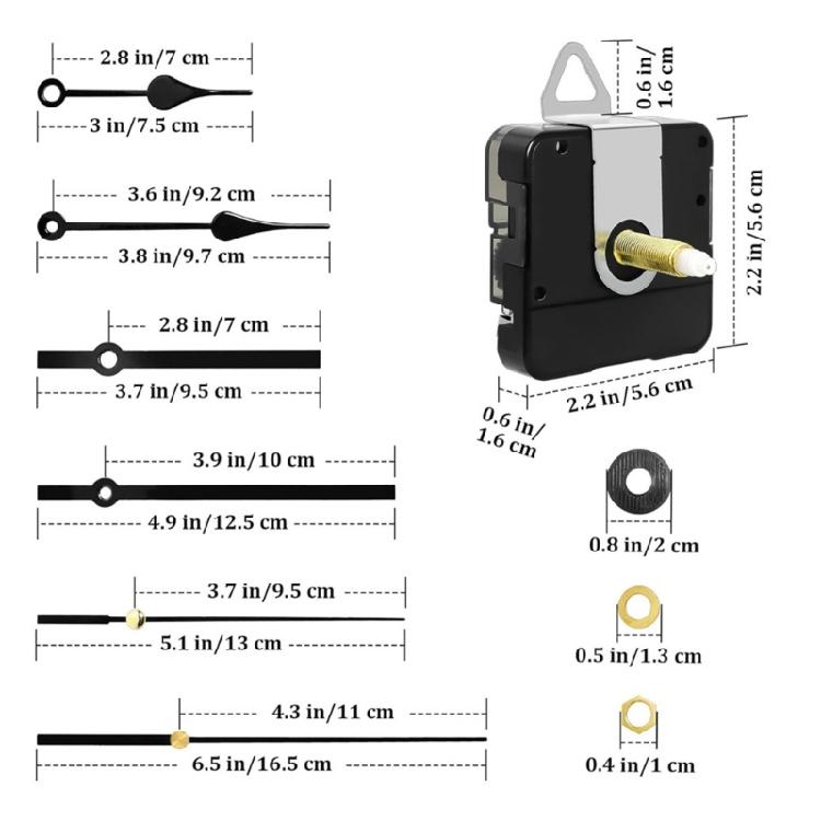 Quiet Wall Clock Replacement Movement with Long and Short Hands for Clock Making Mechanism Craft Projects Repair Parts