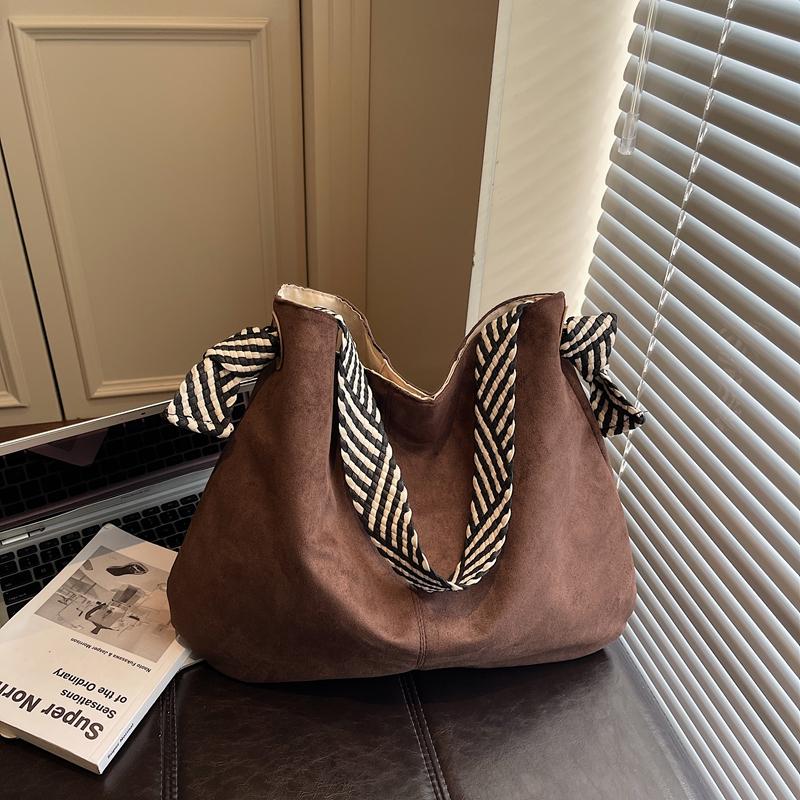 Suede Tote Bag Work Commuter Shoulder Bag Women's Large Capacity Underarm Bag