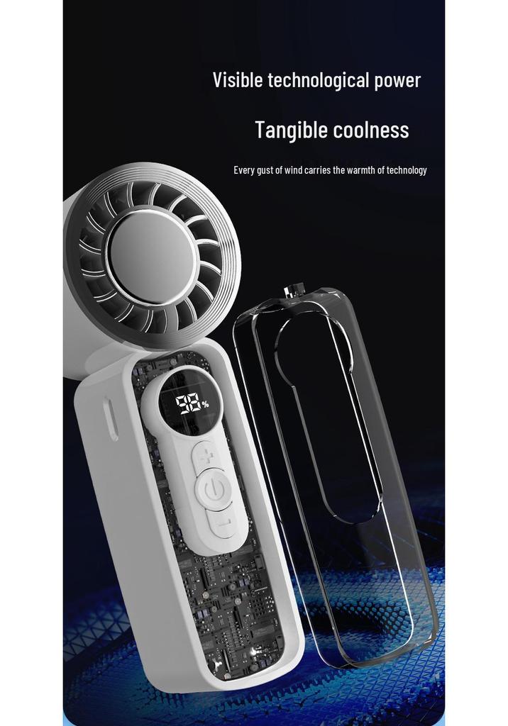 Portable USB-Charged Transparent Fan with Ice Pack and Display Screen for Outdoor Use