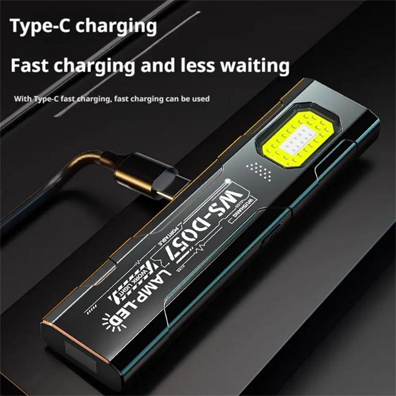 Mini LED Keychain Flashlight Rechargeable EDC Torch with Pen Clip COB Pocket Lantern Work Light with Magnet for Outdoor Camping