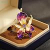 Trendy Enamel Iris Flower Brooch,Sparkling Rhinestone Inlaid Charm Banquet Party Jewelry, Gifts