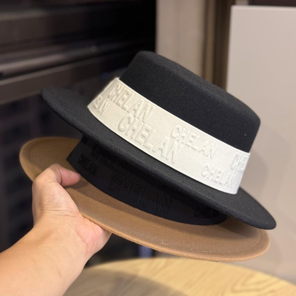 Wool Letter Hat for Women Autumn and Winter Ins Korean Style Versatile Flat Top British Style European and American Fashion Flat Brim