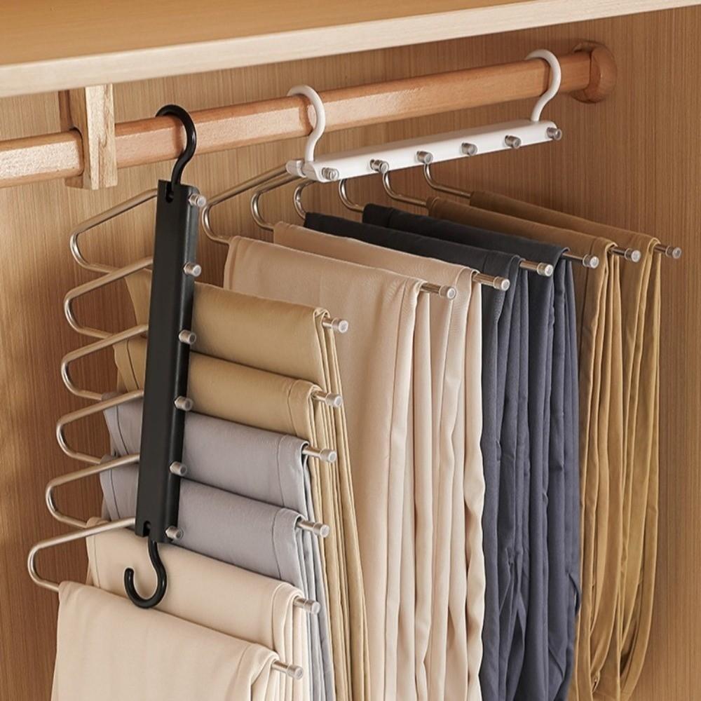 Hanging Hole Foldable Pants Hangers Stainless Steel Multifunctional Trouser Rack  Jeans