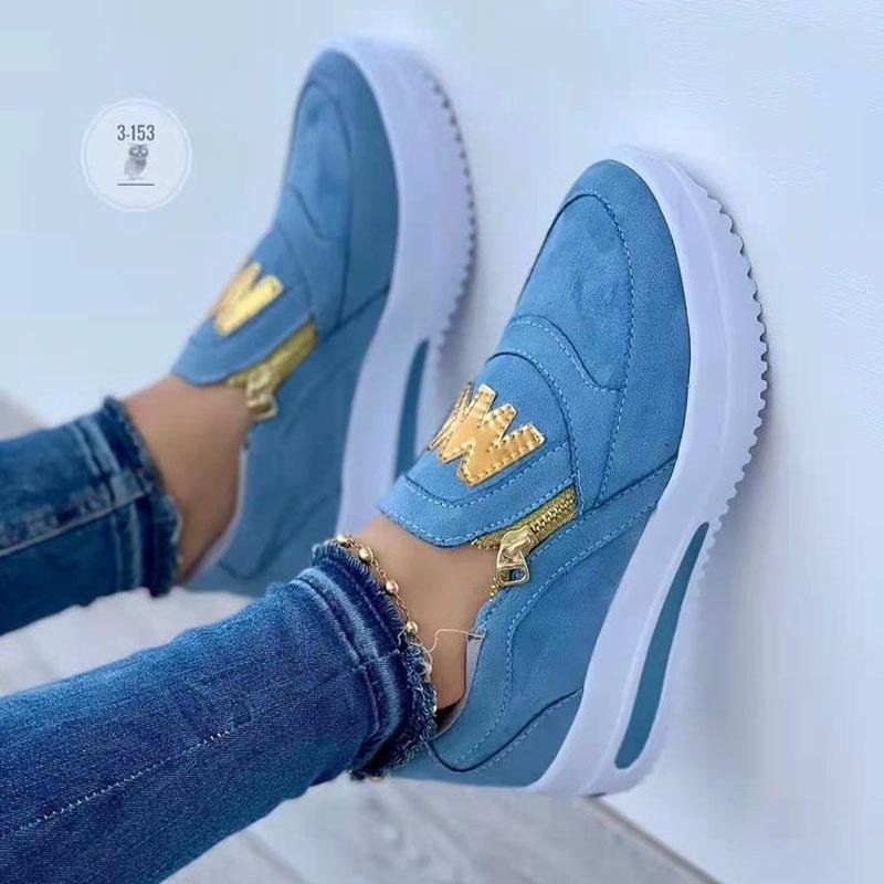 Platform Women Zipper Artificial PU Stitching Color Sneakers