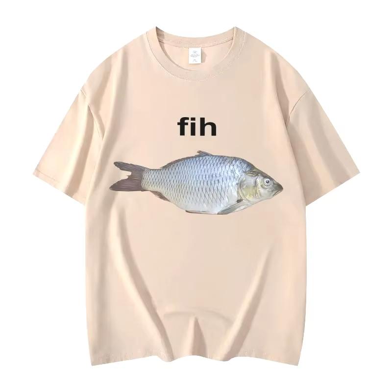 2025 Fisch Lustiges Meme T-Shirt Mode Kurzarm T-Shirts Herren Kleidung Sommer T-Shirt Streetwear Oberteile Damen Kleidung