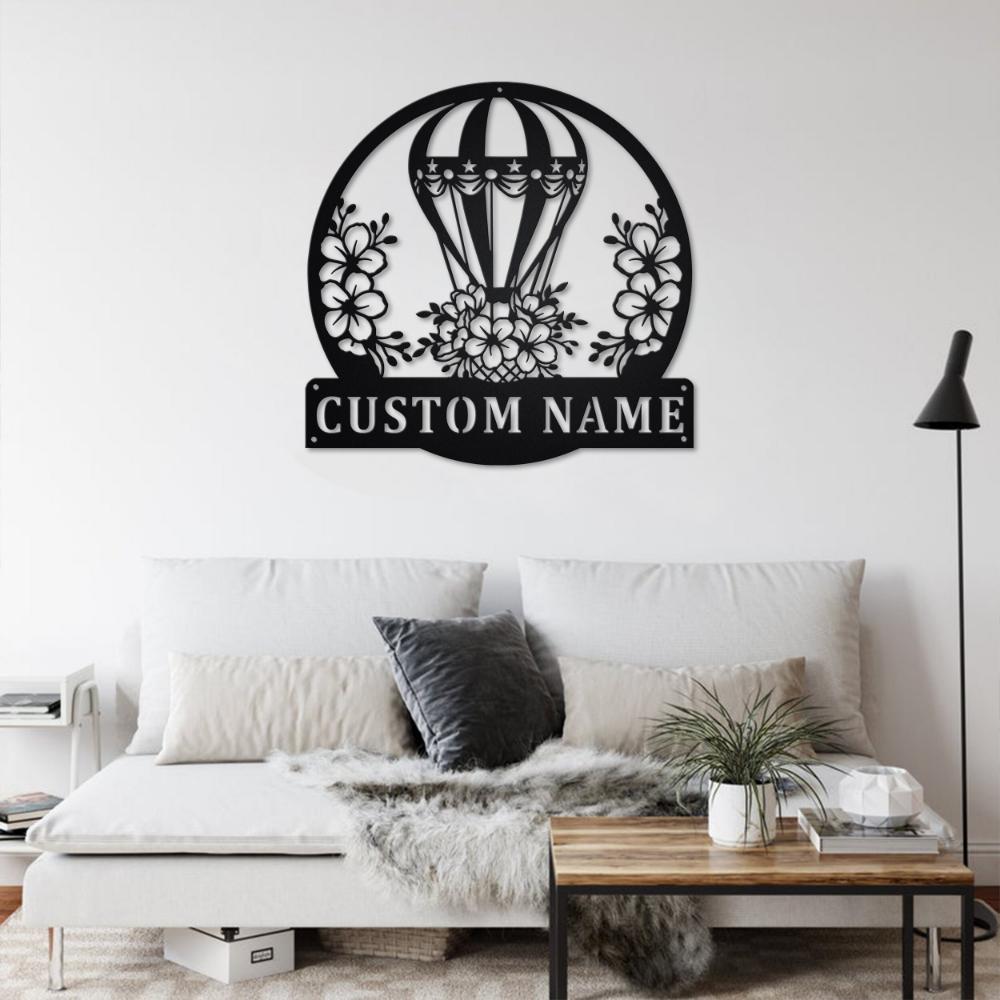 Custom Metal Wall Art Hot Air Balloon Silhouette Personalized Home Decor Garden Kitchen Sign