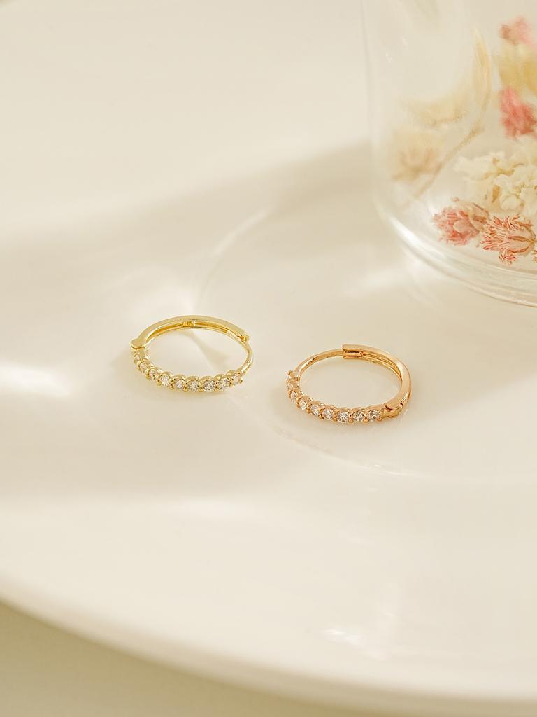 Minimalpiercing 14K Daily Cubic Ring Piercing Earrings
