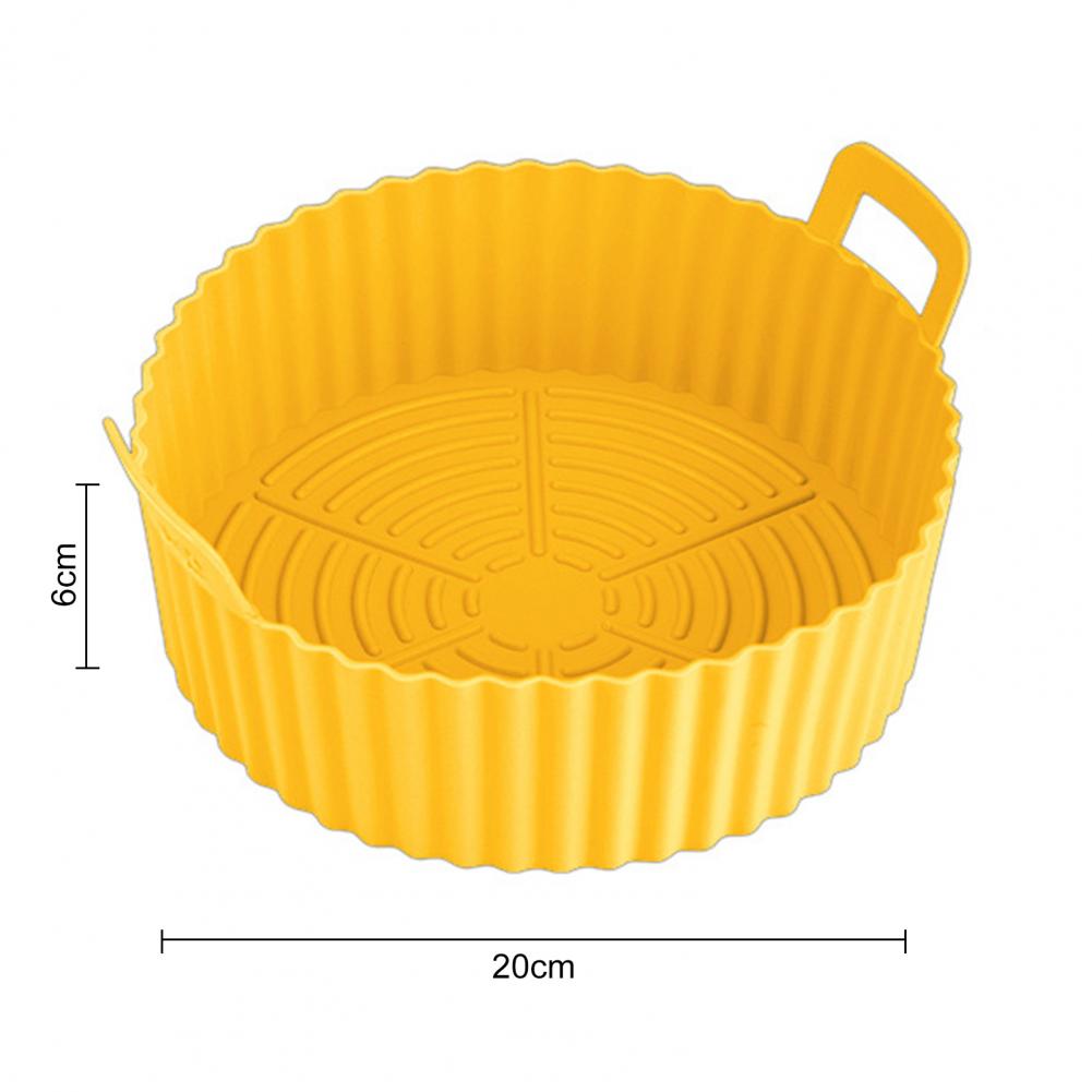 Silicone Baking Pan Tray For Air Fryer Liner Pot Protector Raised Edge Double Handles Non-Stick Heat-Resistant Kitchen Gadgets