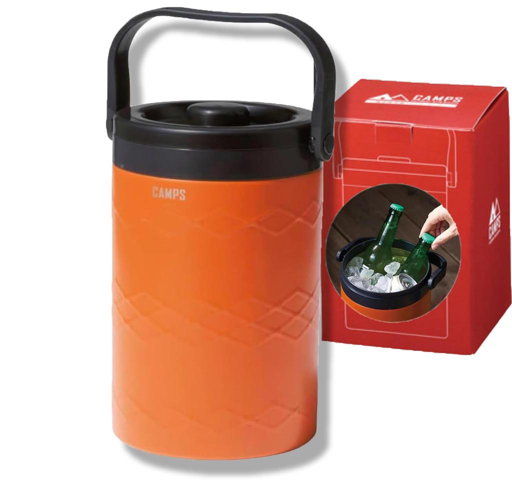 CAMPS Cooler Cylindrical Ice Large Capacity Vacuum Keeps Ice Hot Stainless Family Cooler Box, Container, 5.5L, Vertical, Double-Layer Wall, & Cold,