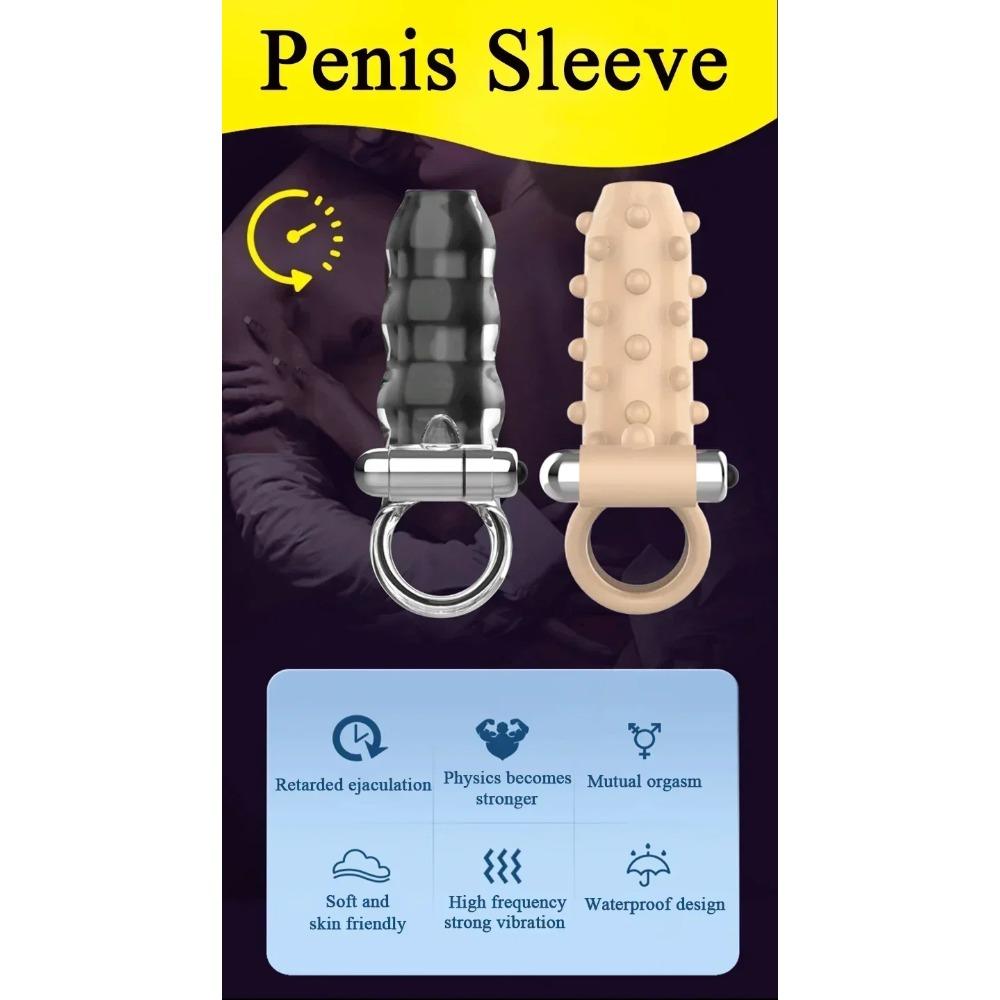 SCRealistic Penis Extender Sleeve Cover Header Case Reusable Condom Delay Ejaculation Dick Enlargement Extension Men Male Sex To