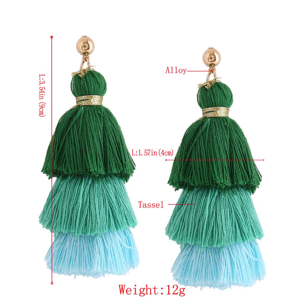 Bohemian Multilayer Tassel Earrings 3 Layered Colorful Fringe Dangle Drop Earrings Women Jewelry