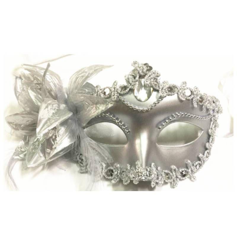 Elegant Lace Masquerade Mask With Rhinestone Flower Accents For Women's Halloween Costume Props