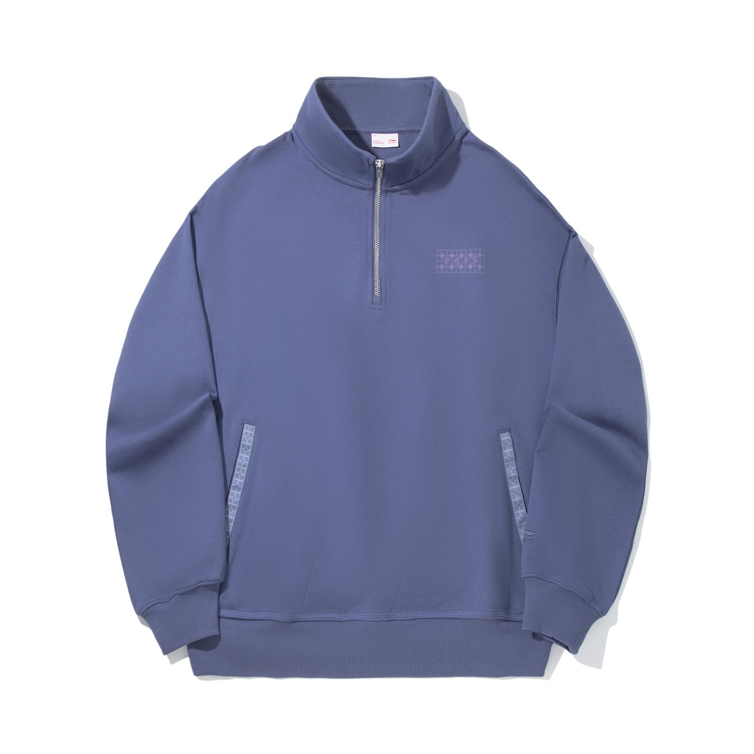 Li Ning Sweatshirts Unisex Crown Blue Stand Collar Moderate Regular AWDVB15-3 XL