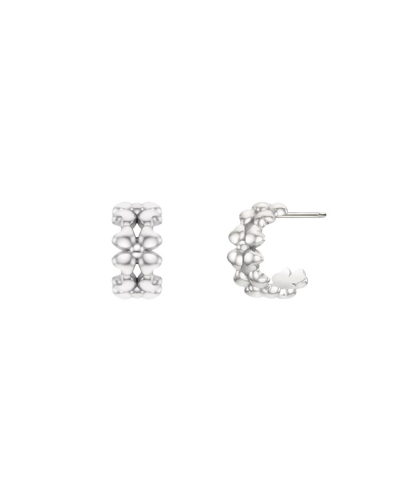 Stonehenge Silver Four-Leaf Hoop Earrings Sc26B20T