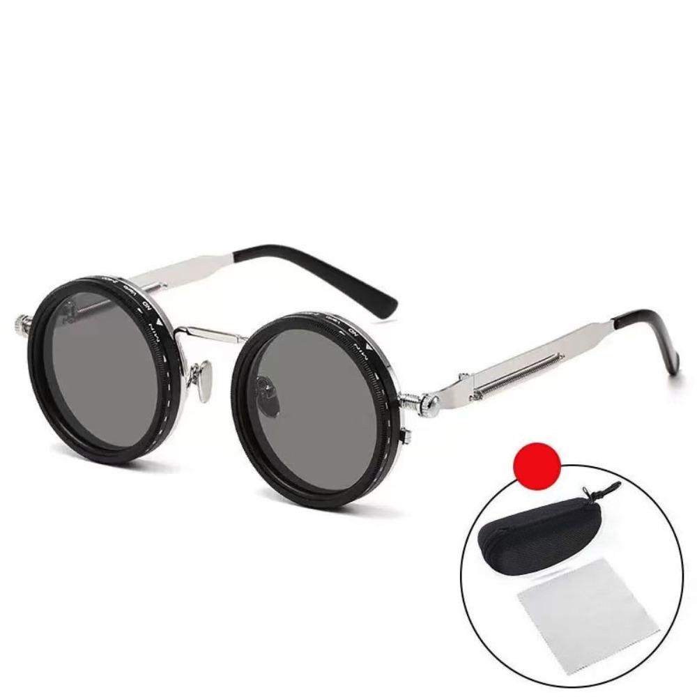 Round Anti-UV Sunglasses 9 Level Dimming Anti-UV Glasses Adjustable Dimming Sunglasses  Men Women