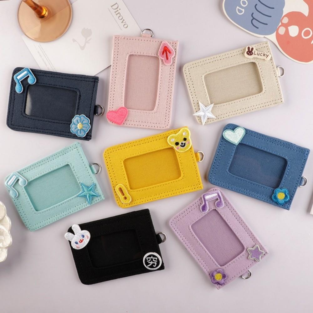 Fashion Canvas ID Badge Card Holder Card Storage Solid Color Card Holder Case Multi-Functional Credit Card Holder Work ID