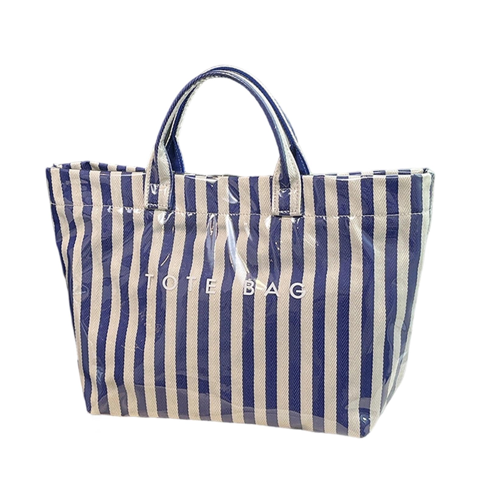 

Женская полосатая сумка-тоут с принтом из букв, вместительная сумка-тоут One Size синий